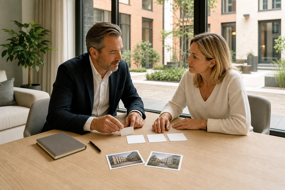 Symbolische Entwicklung einer persönlichen Kontaktidee für Immobilien